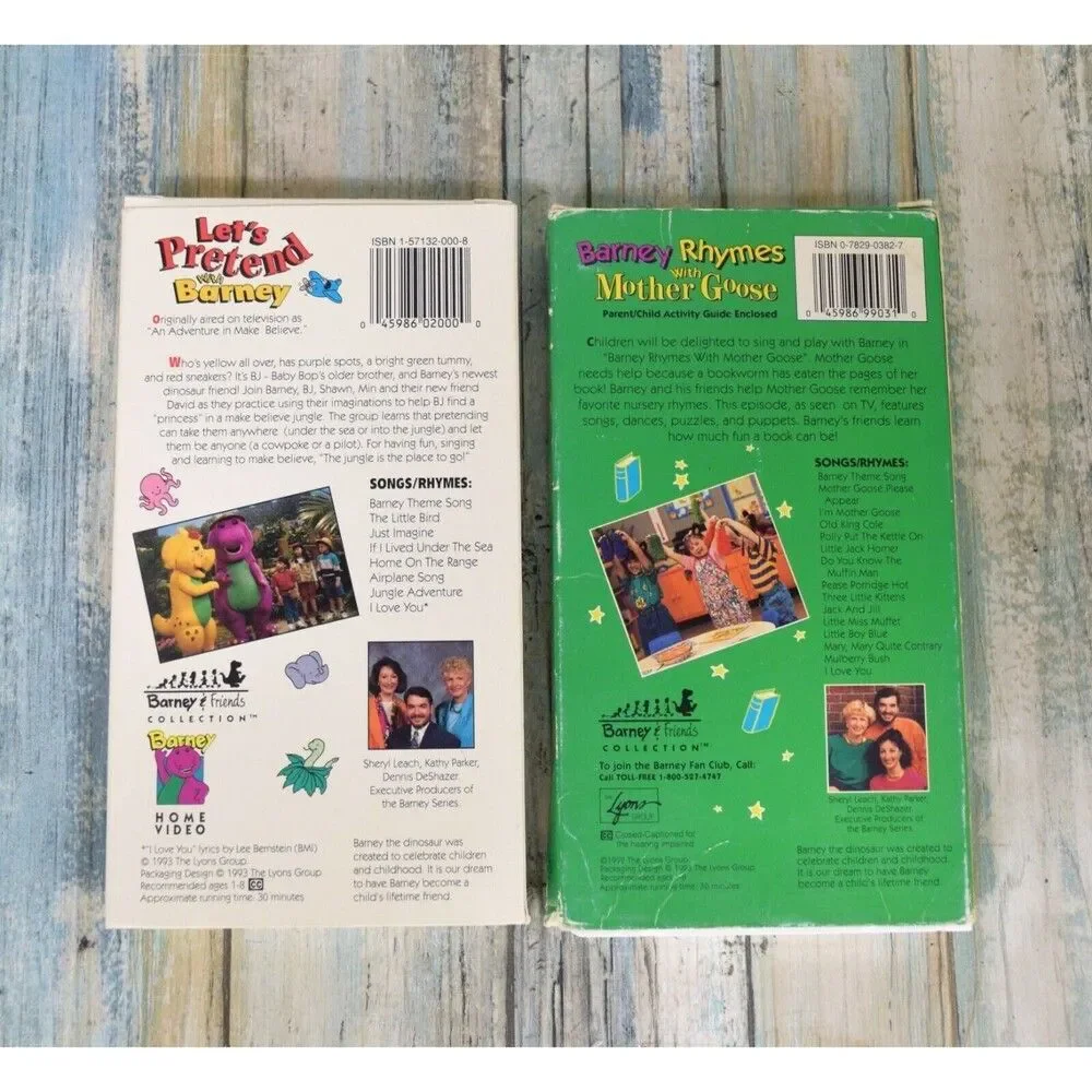 Barney Rhymes With Mother Goose & Lets Pretend With Barney VHS Bundle TESTED
